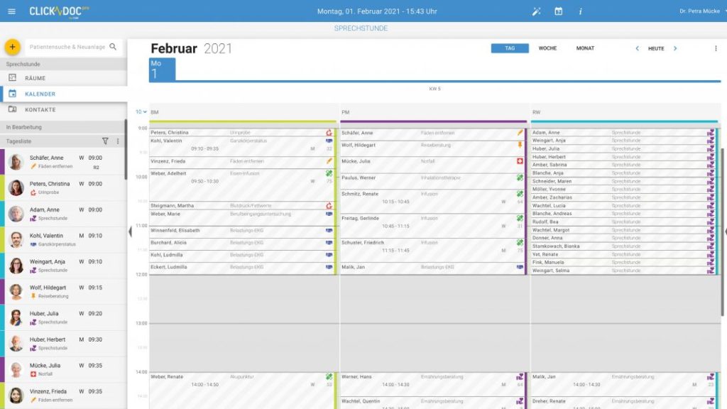 ClickDoc Screenshot Tagesansicht