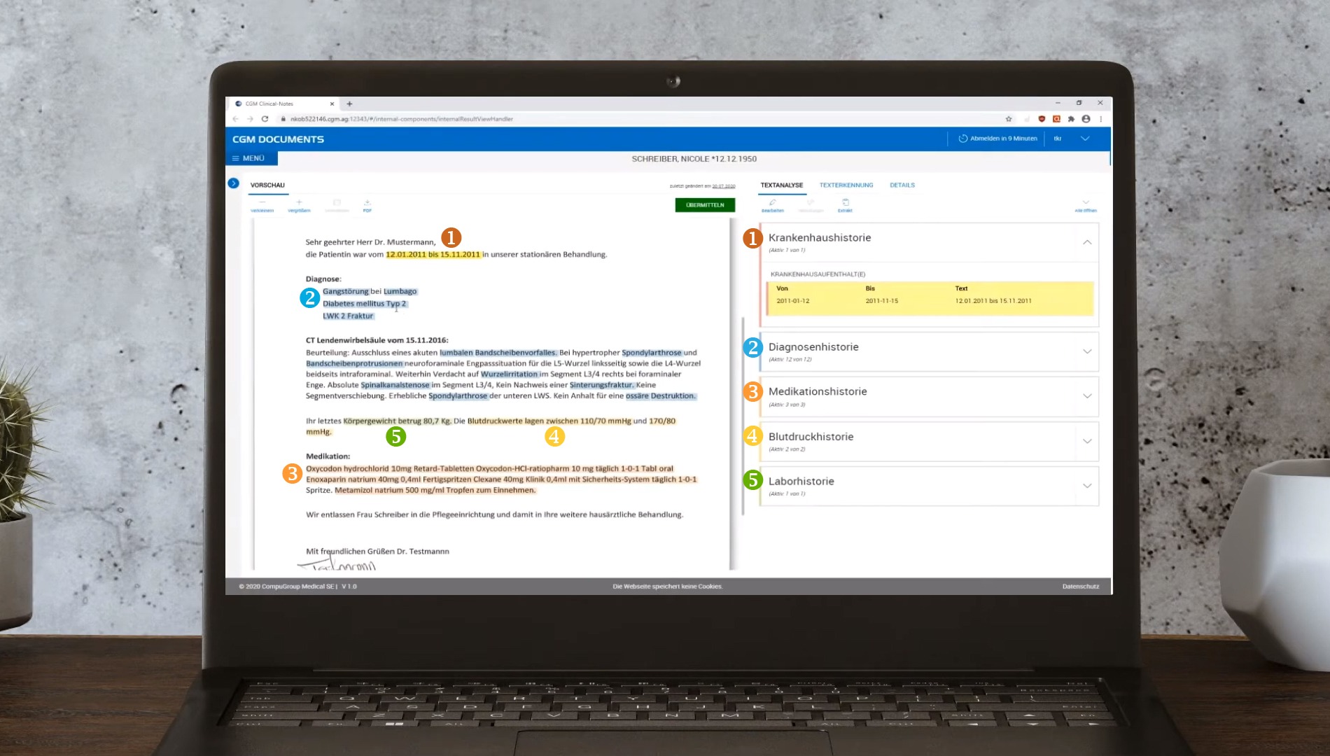 Digitale Volltextanalyse von Dokumenten mit Clinical Notes im CGM Praxisarchiv
