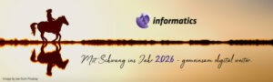 Reiter im Sonnenaufgang, IT mit Informatics, gemeinsam digital weiter