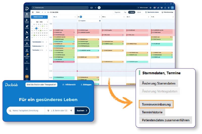 Doctolib-Terminkalender und Online-Kalender mit PVS-Integration